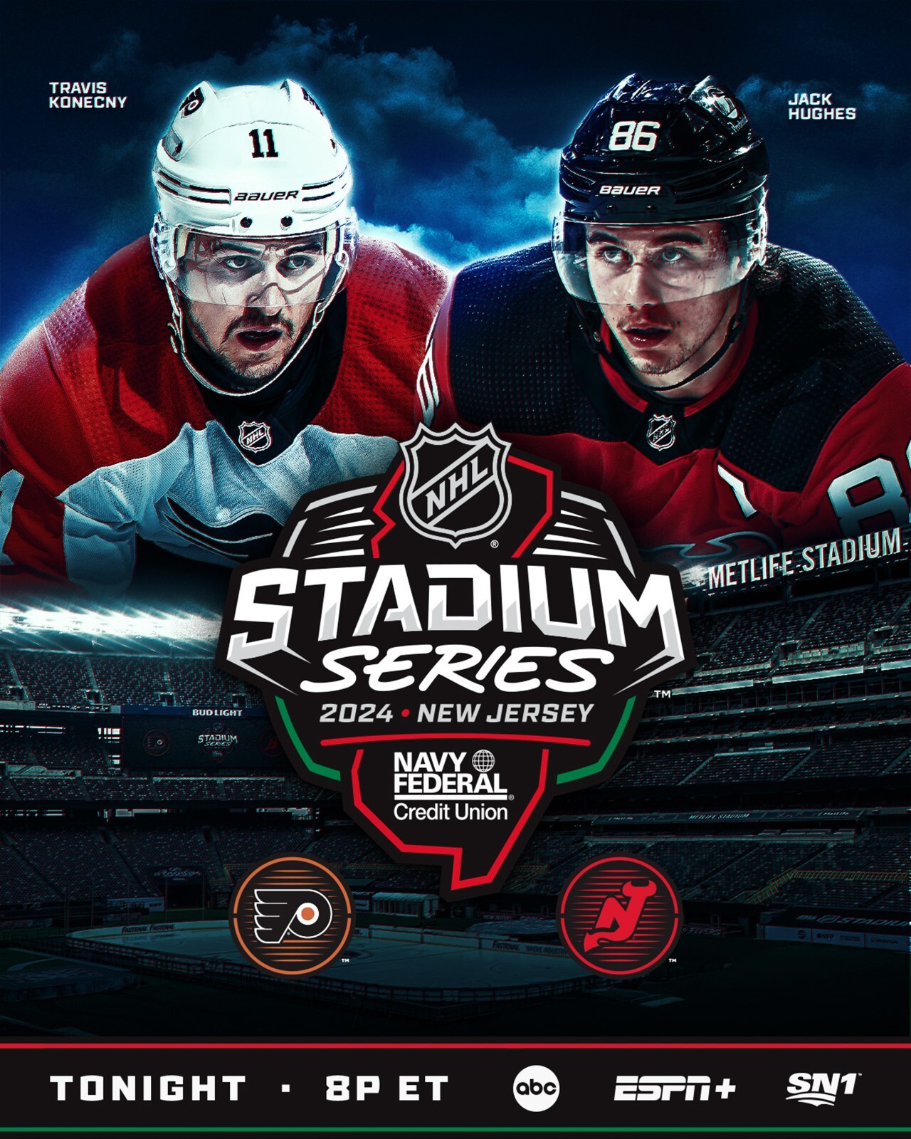 Philadelphia Flyers v New Jersey Devils 2024 Stadium Series Promo 8x10 NHL Photo