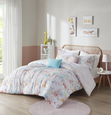 100% Cotton Comforter Set-Fun Print and Vibrant Color Modern Design All Season C