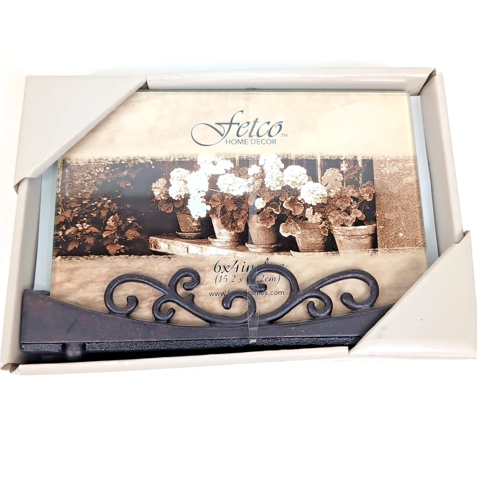 Marco de fotos vintage Fetco Astoria bronce hierro forjado 4x6 pergaminos de metal Kohls Foto 2 de 4