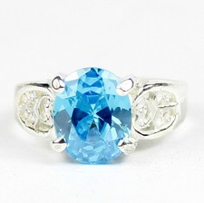 Glacier Blue CZ, 925 Sterling Silver Ladies Ring, SR369-Handmade