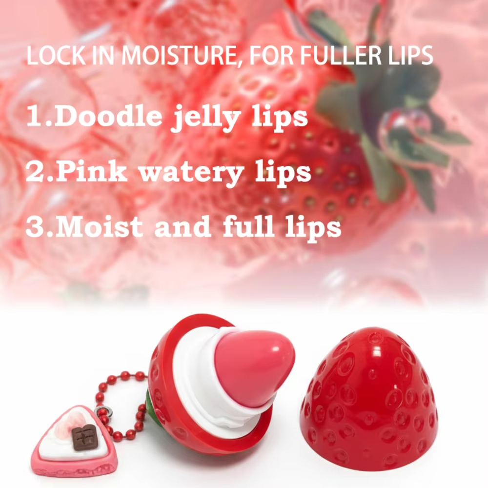 Strawberry Lip Gloss Keychain Moisturizing Hydrating Lip Care