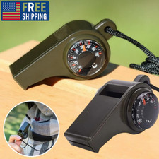 3 in 1 Emergency Survival Whistle Compass Thermometer Camping Hiking Outdoor Gea