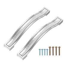 Crystal Glass Drawer Cabinet Pulls, Silver (5" Hole Centers, 2 Pack)