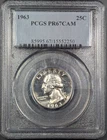 1963 PROOF Washington Silver Quarter 25C PCGS PR67CAM Old Glory C&C 1c Auction!