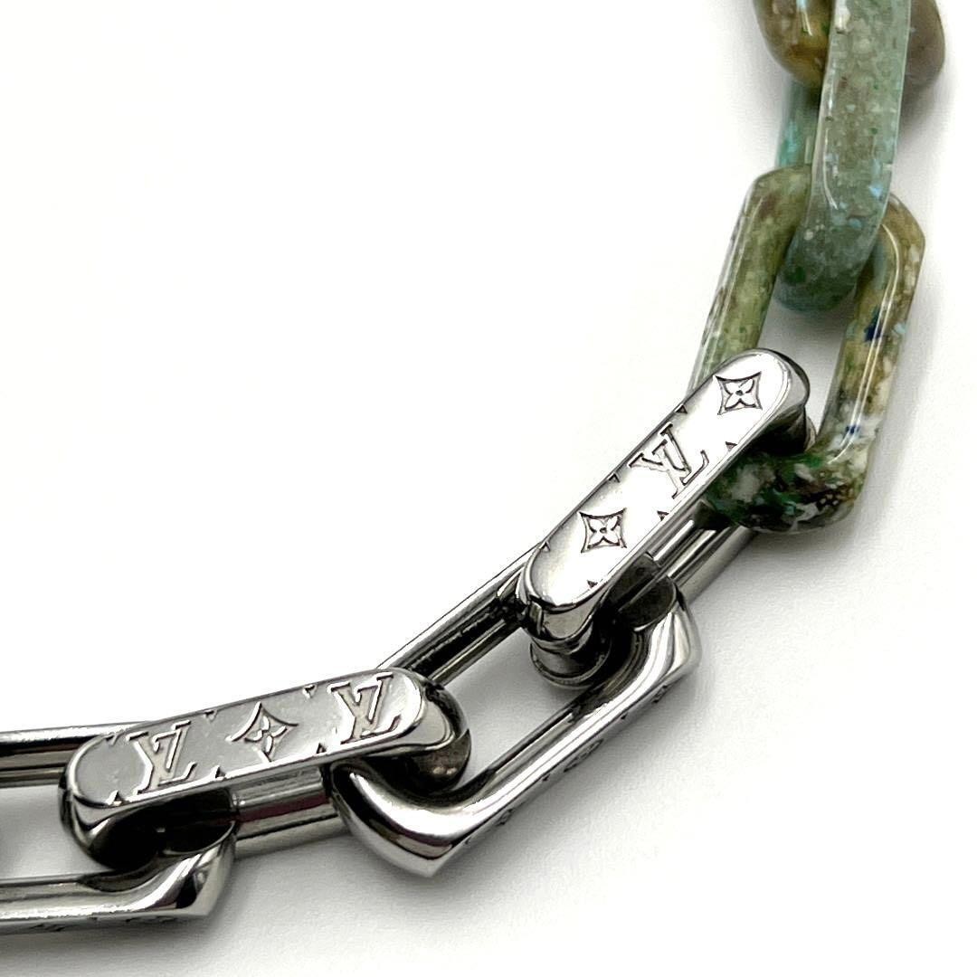 LOUIS VUITTON Collier Monogram Chain Metal Necklace Pendant Silver Boxed Rare thumbnail 4