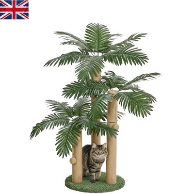 Eleganter 31,5 Zoll Katzenkratzbaum mit 3 verstellbaren Stangen & hängenden Kugeln