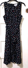 FLASH SALE NEW ELLE sz 6 Sleeveless A-LINE Dress Small Black Red White Polka Dot