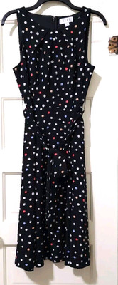 FLASH SALE NEW ELLE sz 6 Sleeveless A-LINE Dress Small Black Red White Polka Dot