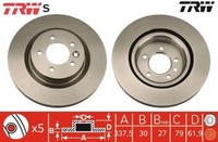 2X Bremsscheibe TRW DF4343S 2 Bremsscheiben Vorderachse Vorne FüR Land Rover