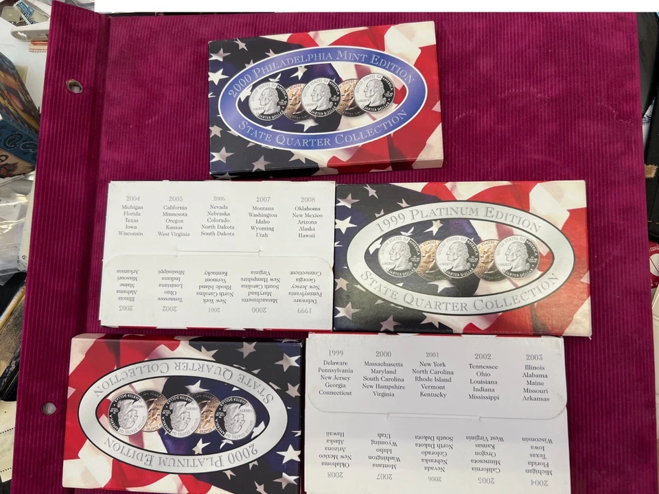 61 Old Proof & Mint State Quarter Sets 1999-2008--17 GEM BU Platinum & Gold Sets - Image 3 of 4