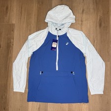 NWT Asics Womens Anorak Jacket M Aqua Blue Ho...