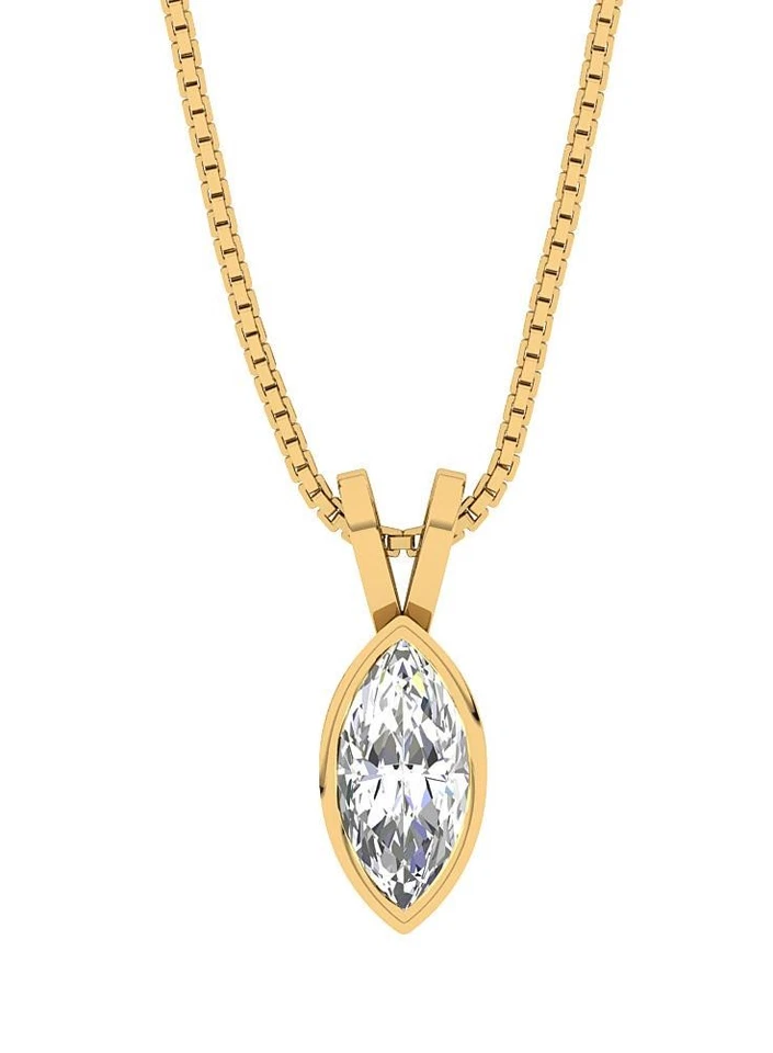 I1 G 0.25 Ct Round Diamond Solitaire Pendant Necklace 4 Prong 18K White Gold - Image 3 of 4