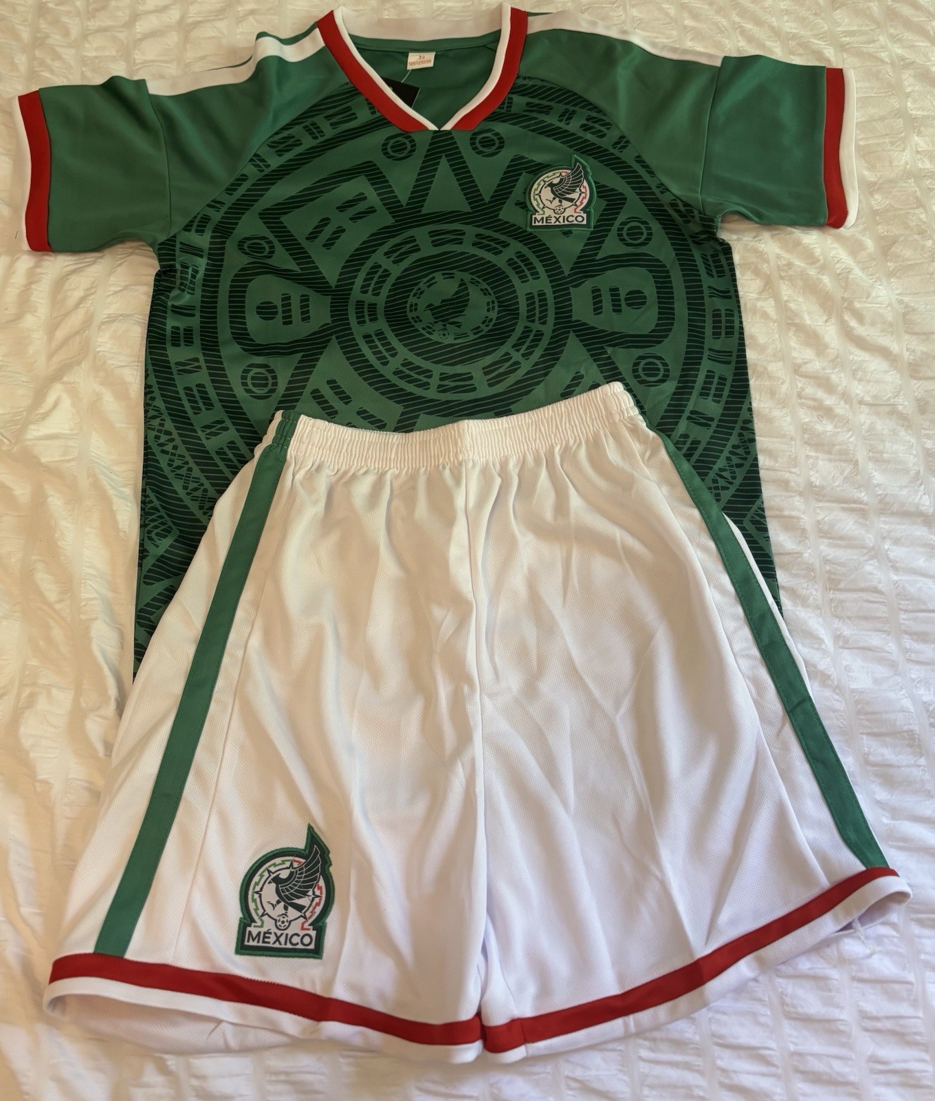 Mexico Soccer Jersey & Shorts Set Youth Size 28 Green Futbol Uniform Kit NWT