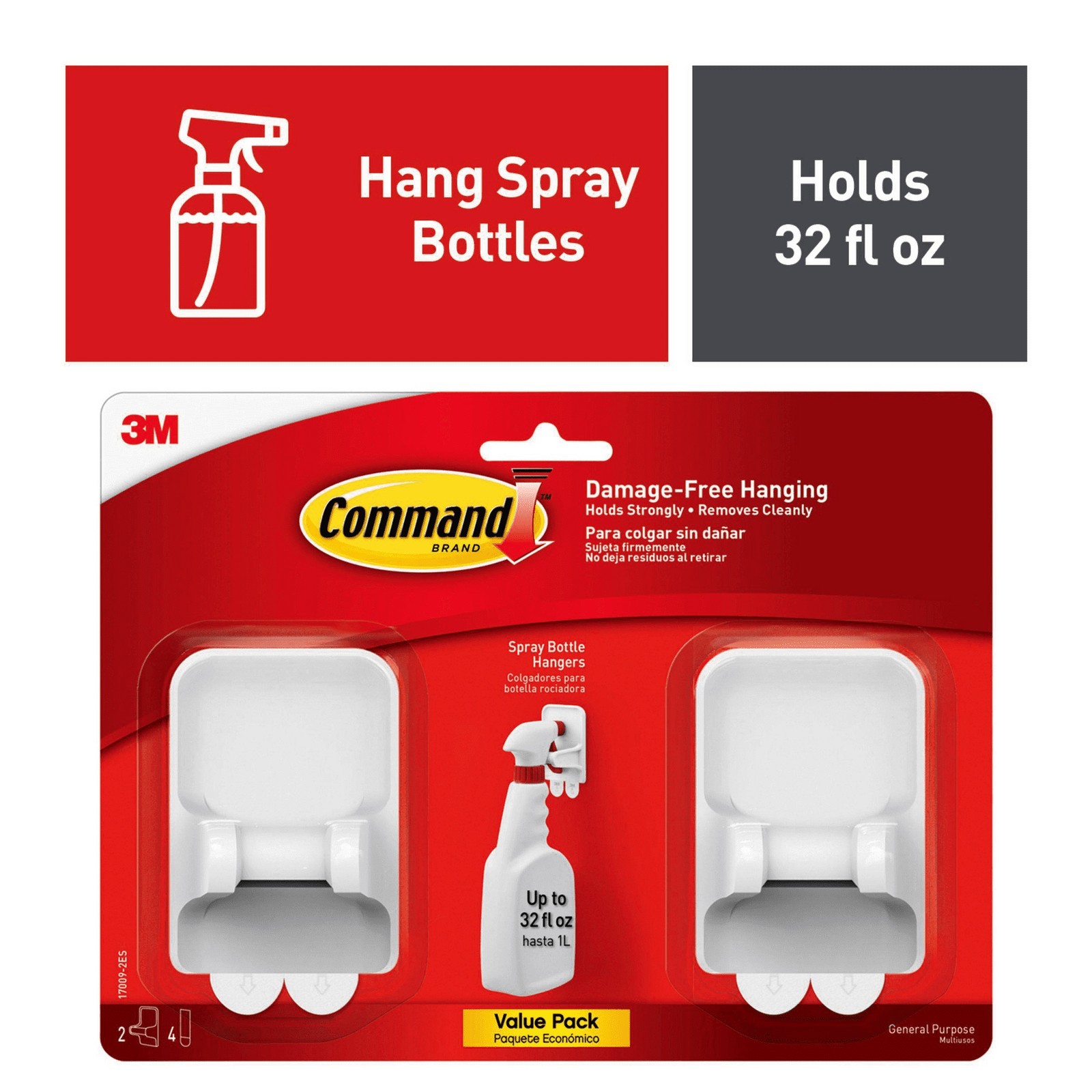Command Spray Bottle Hangers [Removable]: (White) [2 Hangers]
