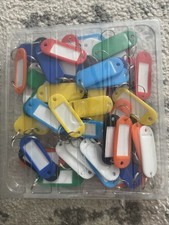 50 Pack Plastic Key Tags, Flexible Key Labels with Split Ring Label Window, Key