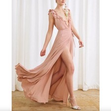 Reformation Sleeveless V-Neck Peppermint Maxi Wrap Dress Size XS Formal Bridal