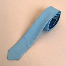 Vintage 80er schmale Krawatte Lederkrawatte Himmelblau