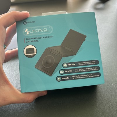 Ampere Unravel Wireless Travel Charger Apple Watch Edition, Pure Black 3-in-1