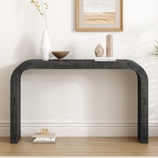 52 in Wood Console Table with Curved Edge Natural Texture