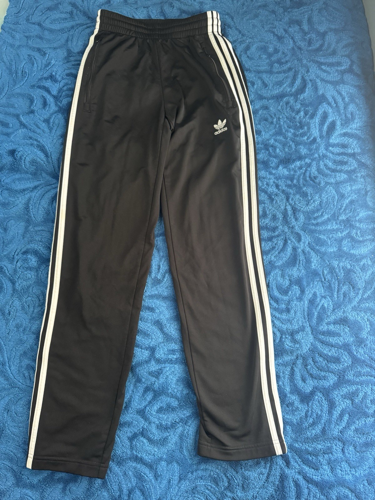 adidas Originals MEN Three Stripe Trefoil Logo Black Track Pants Size XS