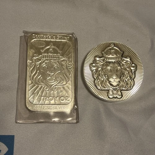 2 oz Scottsdale Silver Round and 1 oz Bar,            Lot Of 2 Items