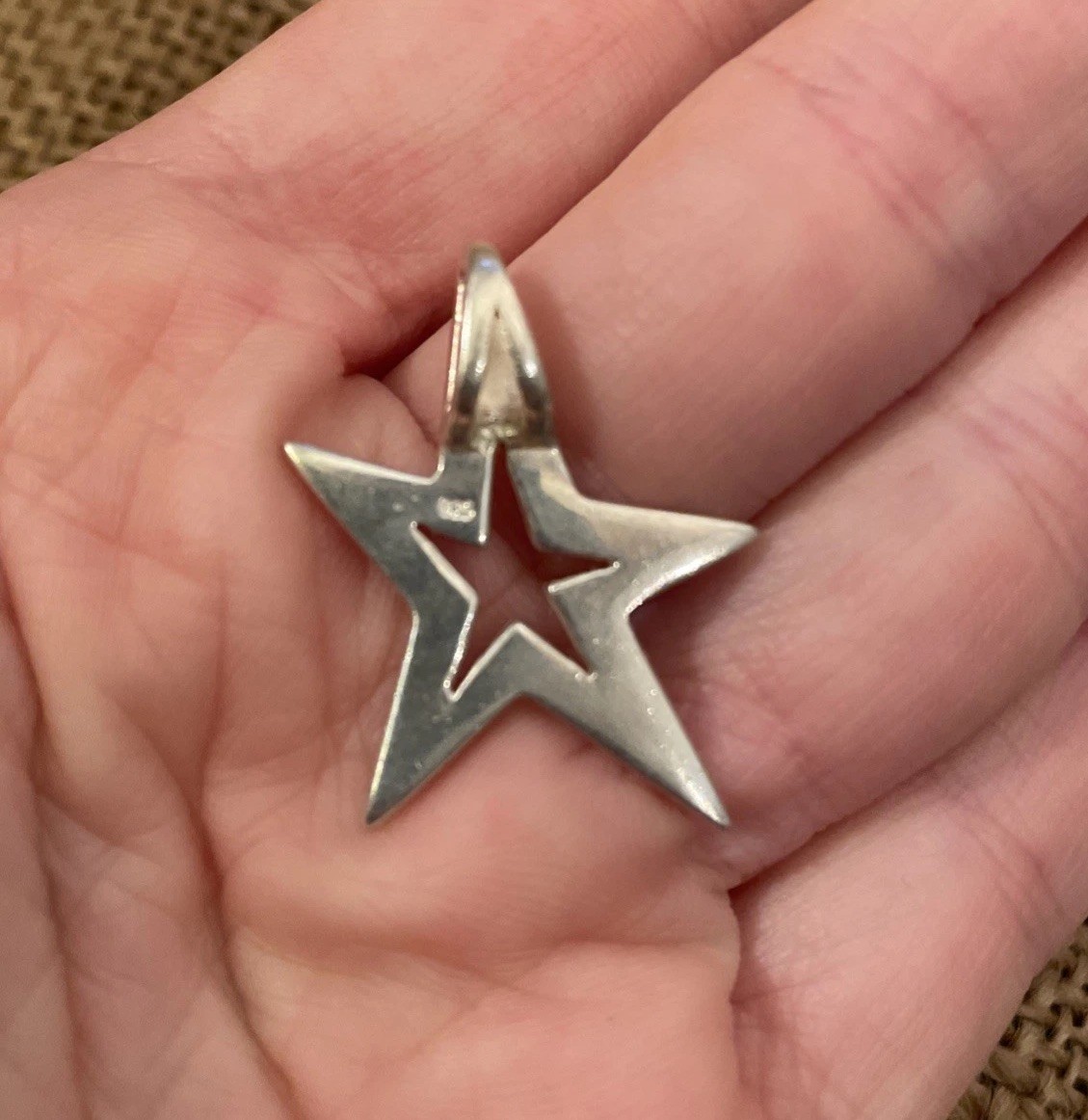Thick Solid Sterling Silver Star Necklace Pendant… - image 13