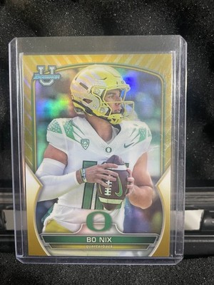2022 Bowman U Chrome - Bo Nix Denver Broncos {GOLD REFRACTOR} #61 (RC)   /50