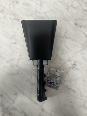 Large Black Metal Cowbell w/ Rubber Grip Handle Sports Noise Maker