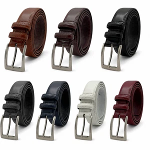 Men's Genuine Leather Dress Casual Belt Width 1 3/8" Made in USA Multiple Colors