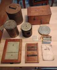 Kodak Developing Box  Powder, Tank Canister, Film Reel, 2 Printing Frames Vtg