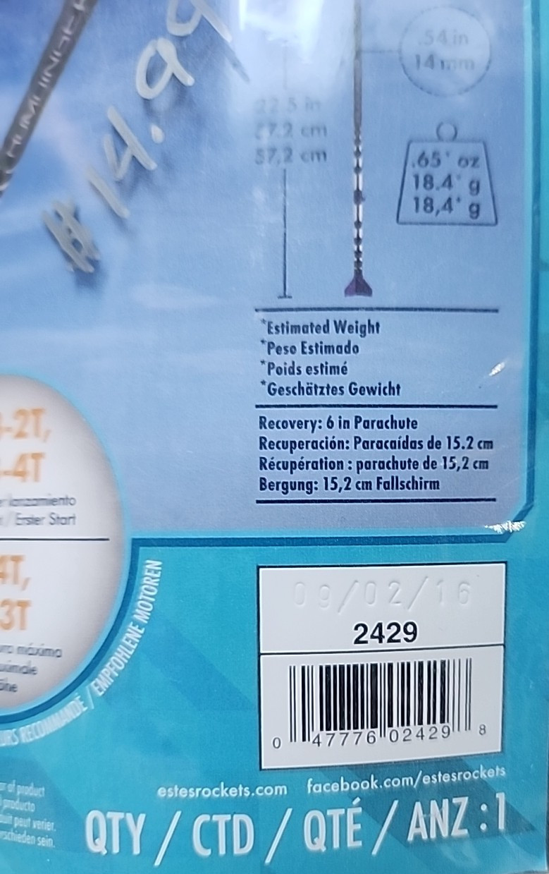 Estes Humdinger #2429 New Flying Model Rocket Kit Free Shipping!