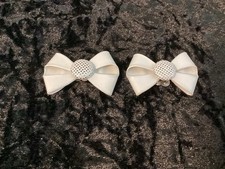 White Patent Leather Bows Shoe Clips 1960s Vintage