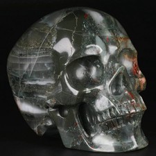 5.0" African Bloodstone Carved Crystal Skull, Realistic, Crystal Healing