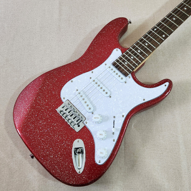 Electric Guitar Mahogany BD Glossy White Pearl Pickguard Maple Neck Metallic Red