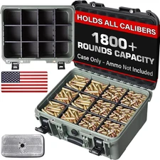 Waterproof Lockable Ammo Storage Box – Heavy Duty Ammo Organizer Case with 8 Adj