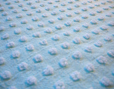 VTG CHENILLE BEDSPREAD FABRIC MORGAN JONES AQUA/WHITE POPS 31.5x21 INCHES NOS A+