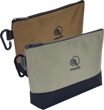 Tool Pouch Zipper Small Pack of 2, 10.5 Inch, Green Khaki w/ Black Bottom 
