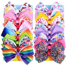 5 Inch Hair Bows for Girls, Colorful 18 Pcs cute praint bows for girls 5inch