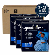 GoodNites Boys Nighttime Underwear, Size Extra Large, 63 Ct, 3 Packs of 21