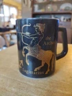 Vtg Zodiac Sagittarius Coffee Mug Cup Horoscope Federal Black Milk Glass
