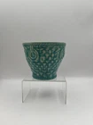 McCoy Pottery Planter Basket Weave Aqua Vintage Pot
