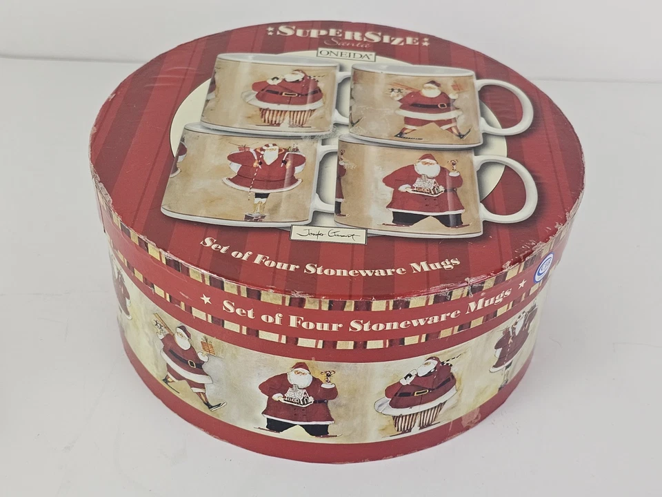 Oneida Jennifer Garant Navidad Super Talla Santa Tazas/Tazas 4 En Caja Original Foto 2 de 4