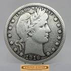 1916-D Barber Silver Quarter, Partial Liberty - #C58740NQ