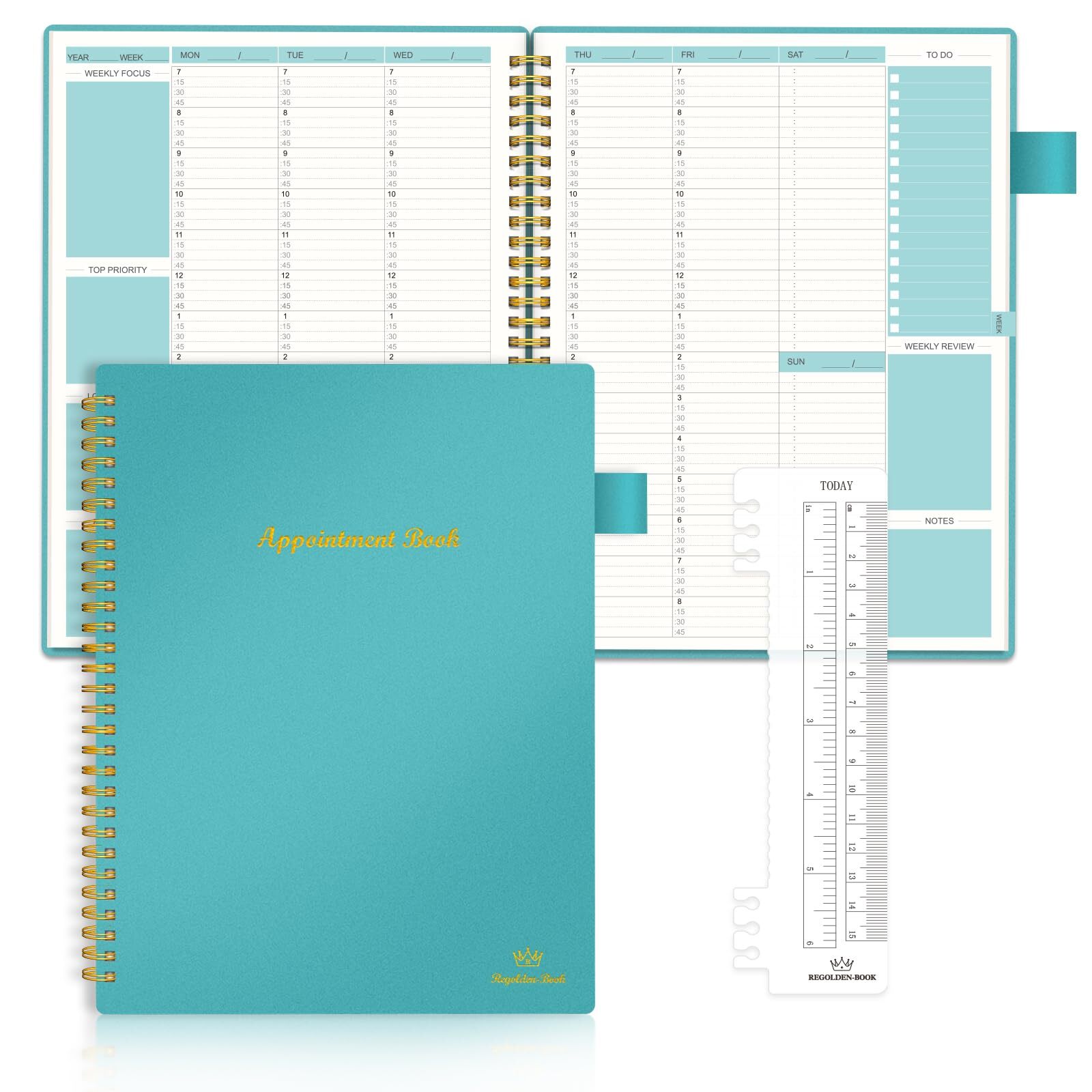 Weekly Appointment Book Planner Undated, Daily Hourly Schedule Planner with 1...
