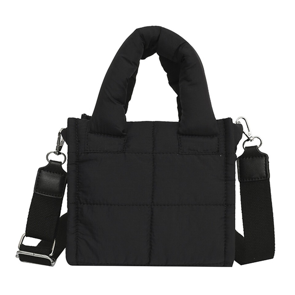 Women Quilted Fashion Shoulder Bag Puffer Tote Bag Chic Hobo Bag (Dark