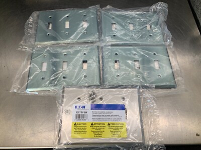 (5) Eaton 93073-F-LW 3-Gang Wall Switchplate