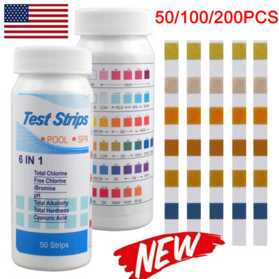 200Pcs Chlorine Pool Test Paper Strips Water SPA Swimming Pool PH Tester Kit US