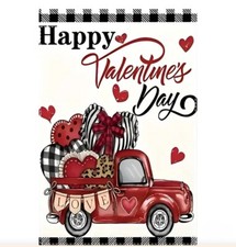 Valentine's Day Red Truck Garden Flag Love Double-Sided Outdoor Yard Home Decor
