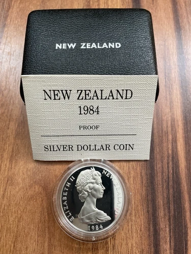 New Zealand - Silver Dollar Coin 1984 Proof Silber Münze Box & CoA Limitiert