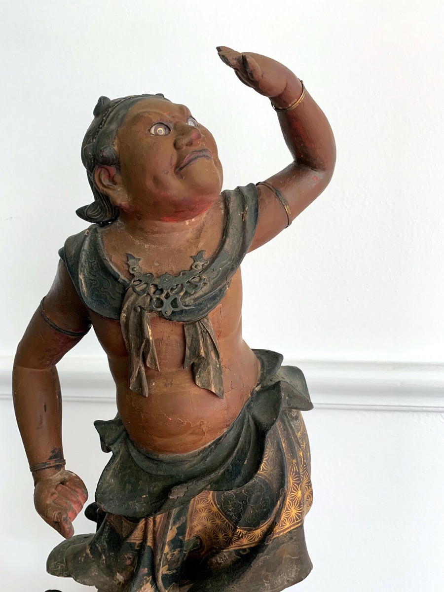 A Japanese Lacquered and Gilt Wood Statue from Edo Period | eBay
